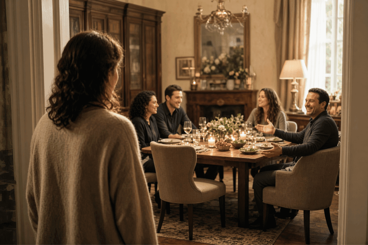 Core unworthiness: an empty seat at a candlelit ceremony table